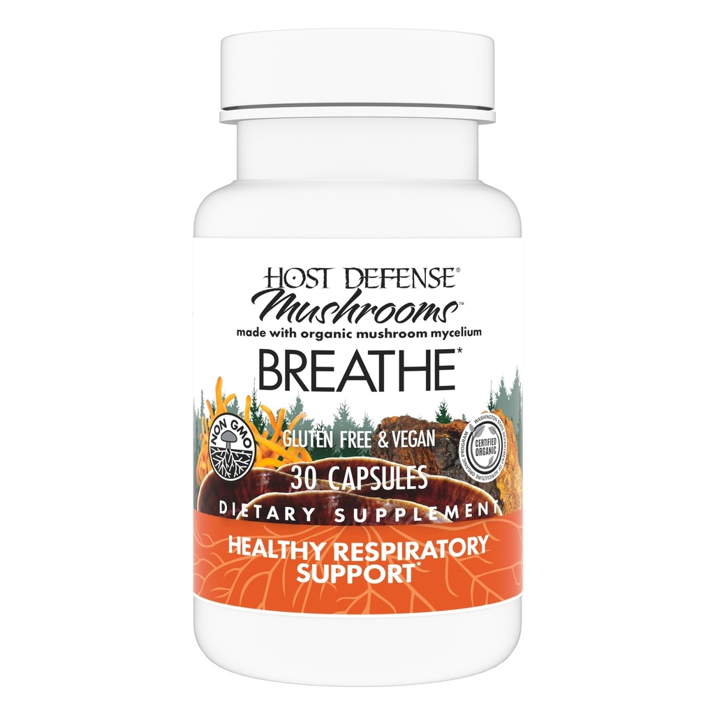 Host Defense Elpošana* Kapsulas - Imūnās un elpošanas atbalsta Sēņu Papildinājums - Herbal Lung Veselības Papildinājums ar Chaga, Reishi & Cordyceps - 30 Kapsulas (15 Kalpo)*