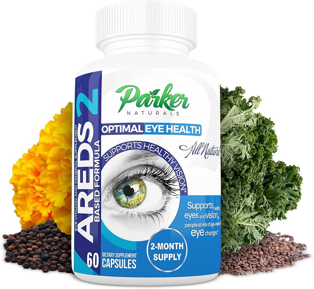 Parker Naturals Optimal Acu veselība Vitamīnu un minerālvielu papildinājums, acu bagātinātāji un vitamīni redzes uzlabošanai ar C un E vitamīnu, luteīnu un zeaksantīnu piedevas, 60 Caps