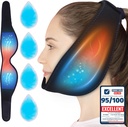 Premium 4 Gel Packs Chin Strap Elastīgs Karstais un aukstais - Ledus Iepakojumi Gudrības Zobi Atjaunojami Sejas Kakla Galva Gaisa plūsma Jaw Bra Atkārtoti lietojams Pack miegam TMJ Relief and Pain Management Dāvanu