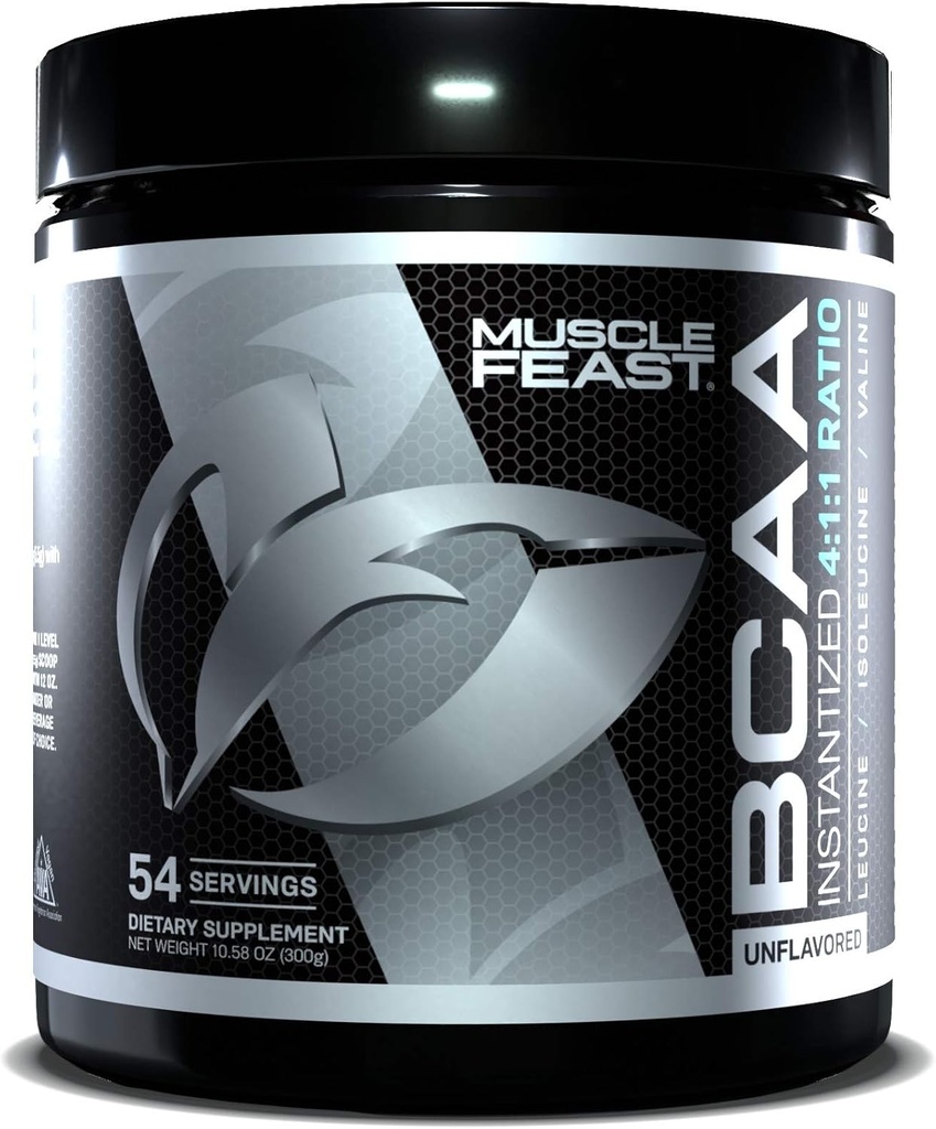 Muskuļu svētki Vegan BCAA pulveris 4:1:1 Attiecība Keto Friendly Cukurs bezmaksas Post Workout atgūšana, Neuzliesmojošs, 300g...
