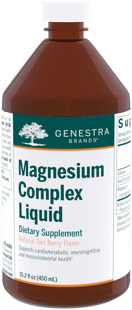 Genestra Brands Magnija komplekss Šķidrums  - 3 organisko magnija avotu kombinācija - 15,2 fl oz