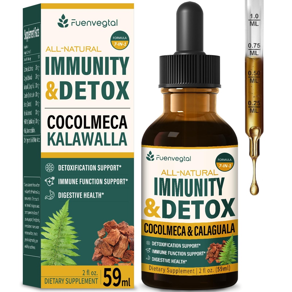 Cocolmeca Bark Immunity & Detox Drop, Herbal Extract with Polypodium Leucotomos Sarsaparilla Milk Thistle Papildinājums Detoksikācijas, Imūnsistēma, Gremošanas veselība. 2oz
