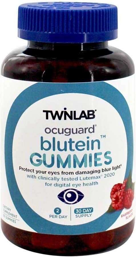 Twinlab Lutein Ocuguard Blutein Pieaugušo Gumies        - 60 Count - Satur Zeaxanthin & Lutein zilā gaisma Proteciton -- Acu vitamīni