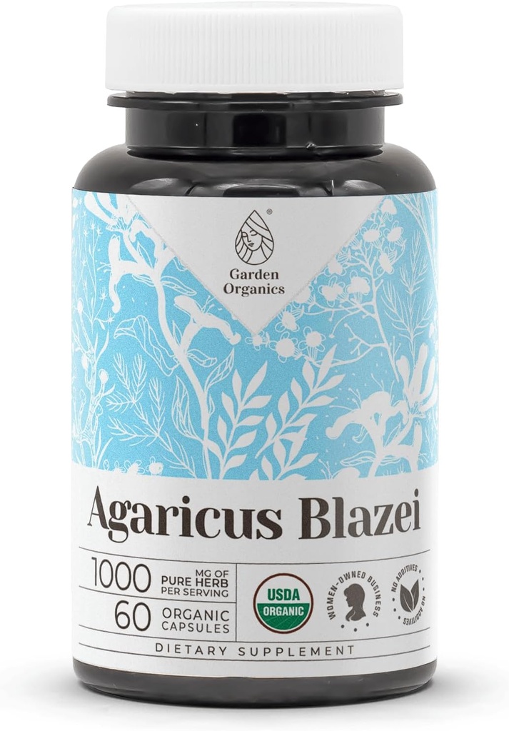 Agaricus Blazei USDA Organiskās 60 kapsulas          ) Augstvērtīgas Organiskās Veģetārās kapsulas un Organiskās Agaricus Blazei (Agaricus blazei murill) Kaltētas sēnes (60 kapsulas)