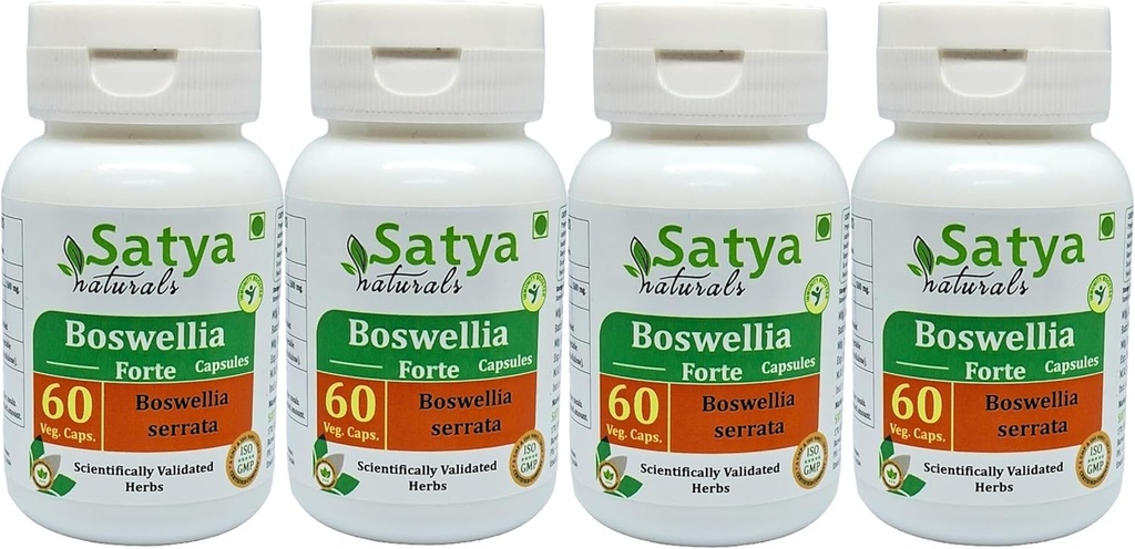 Boswellia Forte Capsules 500 mg. 60 Veg. Capsule -- Boswellia (Boswellia Serrata) Extract Capsules vīriešiem un sievietēm --- Ayurvedic Herbal Addition/Remedies - 10:1 Forte (4 pudeles ar 60 kapsulām)