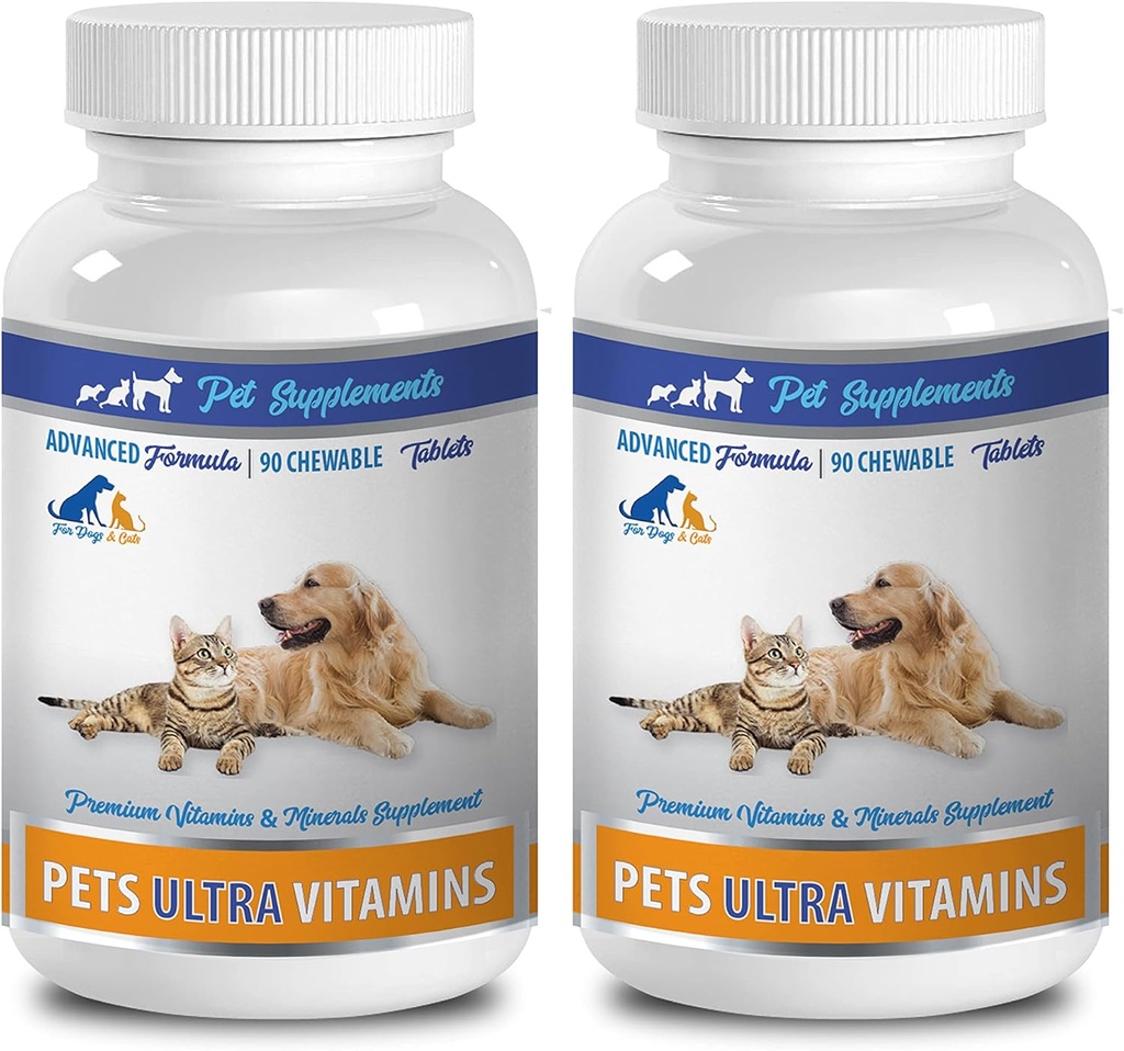 Suņi Imūnās ārstēšanas - Mājdzīvnieki Ultra vitamīnu - suņiem un kaķiem - Imūnās veselības - matu un apvalka priekšrocības - suns Kalcijs - 180 ārstē (2 pudeles)