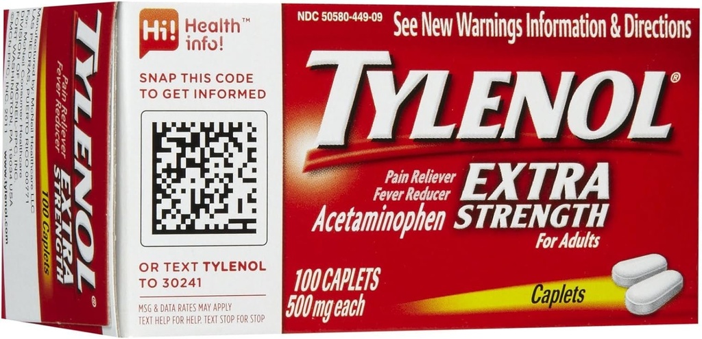 Tilenols Extra Strength Sāpes Reliver & Drudzis Reducer Caplets- 100 Skaits