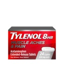 Tylenol 8 Stunda Muskuļu sāpes un sāpes Relief Extended-Release Tabletes ar 650 mg acetamīnofēna, Drudzis Samazinātājs un sāpes Medicīna muskuļu, locītavu, ķermeņa, un muguras sāpes atvieglojums, 24 Skaits