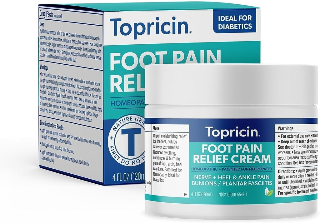 Topricin Foot Pain Relief terapijas krēms (4 oz) ātras darbības sāpes Relieving Rub