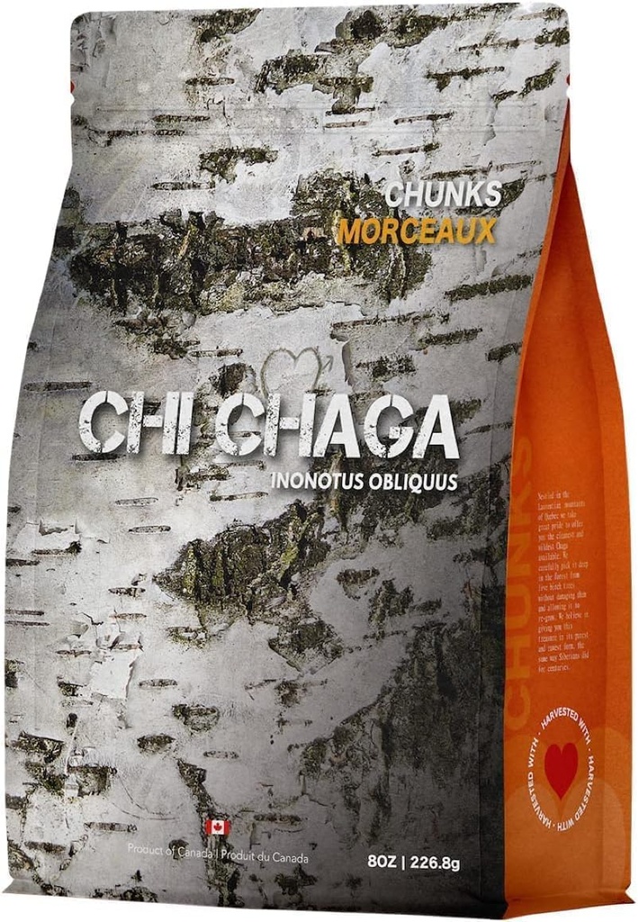 Piem. Organiskā Chaga Sēņu gabali - 8 oz Authentic 100% Wild Harved Canadian Chaga Tea - Superfood