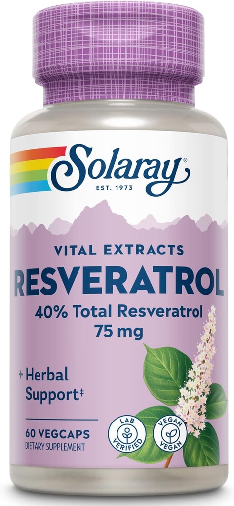 SOLARAY Garantēta potences Resveratrol, Veg Cap (Btl-Plastic) 75 mg 60ct