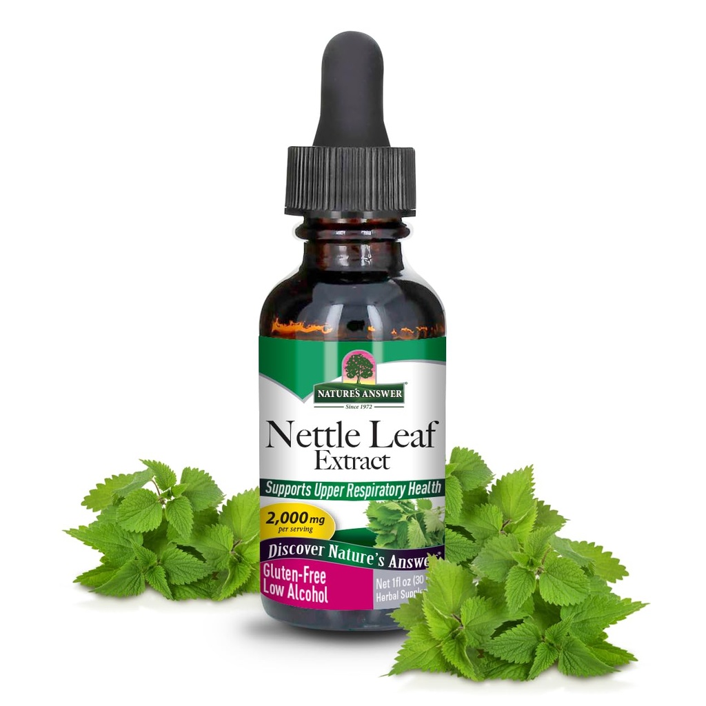 Dabas atbilde Nattle Leaf ar organisko zemu alkohola 1 Šķidrums Ounce -- Ārstniecības augu papildinājums - Palīdz veicināt Imūnās veselības -- Non-GMO, Kosher, lipekļa bez