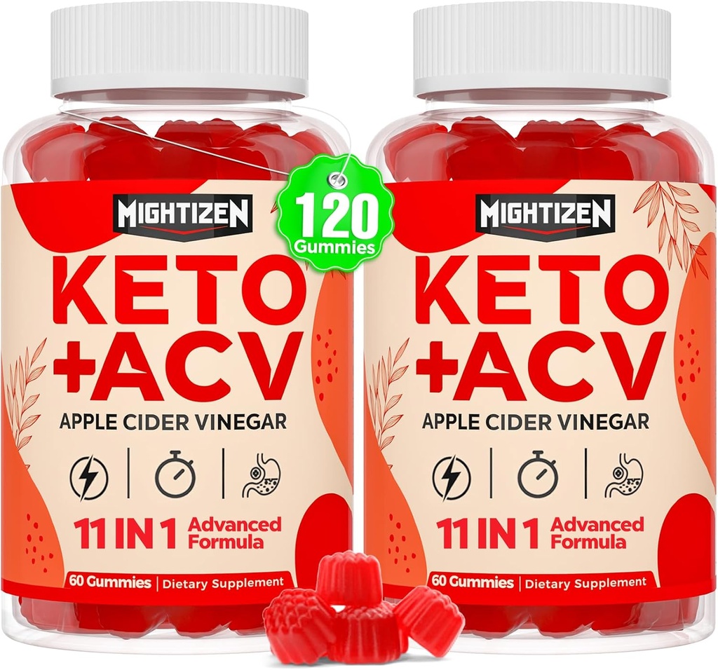 Ābolu sidrs Etiķis Gumijas, Max Strength Keto Acv Gummies ar zaļo tēju, Probiotikas, B12, B6, Keto atbalsts, Apple Sidra Etiķis ar māti Detox & Cleanse, Digestion & Gut, Vegan, 120 Counts