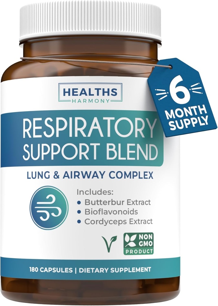 Elpošanas Plaušu Veselības Papildinājums - Uzmundrinoša Plaušu Atbalsta Papildinājums Palīdz Atbalsts Clear Airways Mucus Izņemšana un Sezonālā vai Gada Round Detox - Vegan Herbal Non-GMO Formula (6 mēneši Supply)