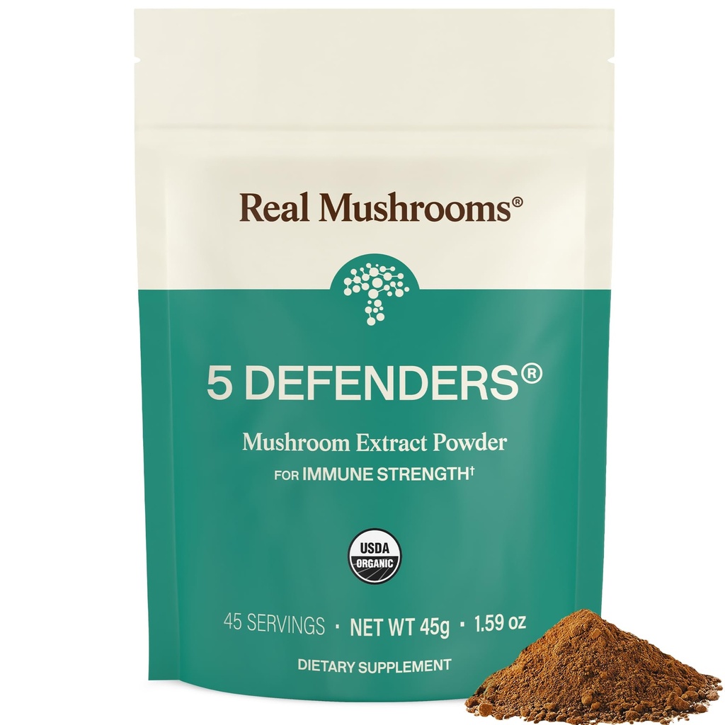 Īstās sēnes 5 Aizstāvji Sēņu komplekss - Funkcionālās Sēnes Ekstrakts no Čagas, Šitake, Maitake, Reishi, Turcija Astes sēņošana Blend for Wellness Support with Beta Glucans - 45 Kalpo