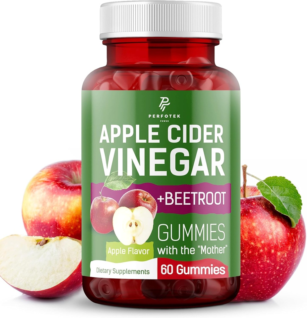 Ābolu sidrs Etiķis Gumijas - dabīgs ābolu aromāts - veselīgs Keto Gummies - ne ĢMO, Vegan, bez lipekļa - ābolu sidrs Gumies (60 gabali)