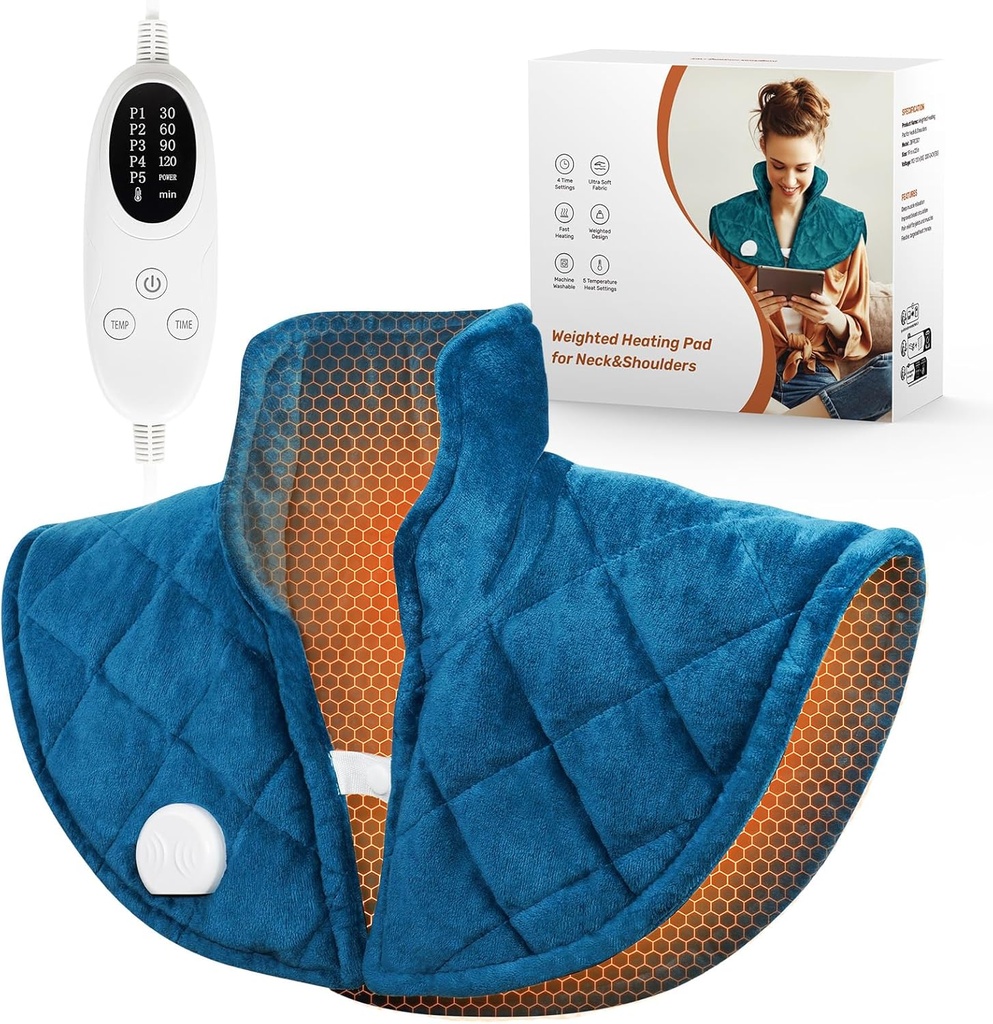 Svērts apkures Pad Kakla un plecu un atpakaļ, 2.5lb Kakla apkures Pad muguras sāpes atvieglošana, plecu apkures Pad ar 5 siltuma iestatījumi, 4 Taimera iestatījumi, Valentīna diena dāvanas sievietēm vīriešiem