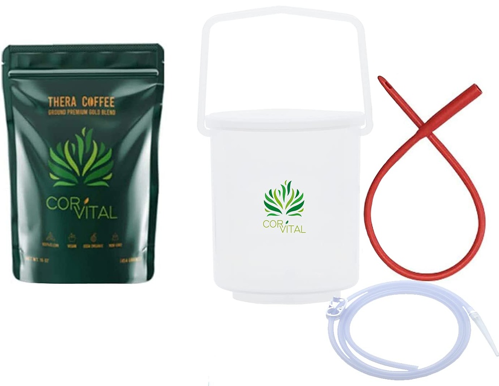 Kafijas klucīšu komplekts resnās zarnas tīrīšanai ar 1 LB Enema Coffee - Gerson Apstiprināts Mājas Enema Kit - Enema Bucket Kit - Terapija Roast Coffee Detox tīrīt - Enema Coffee Organic