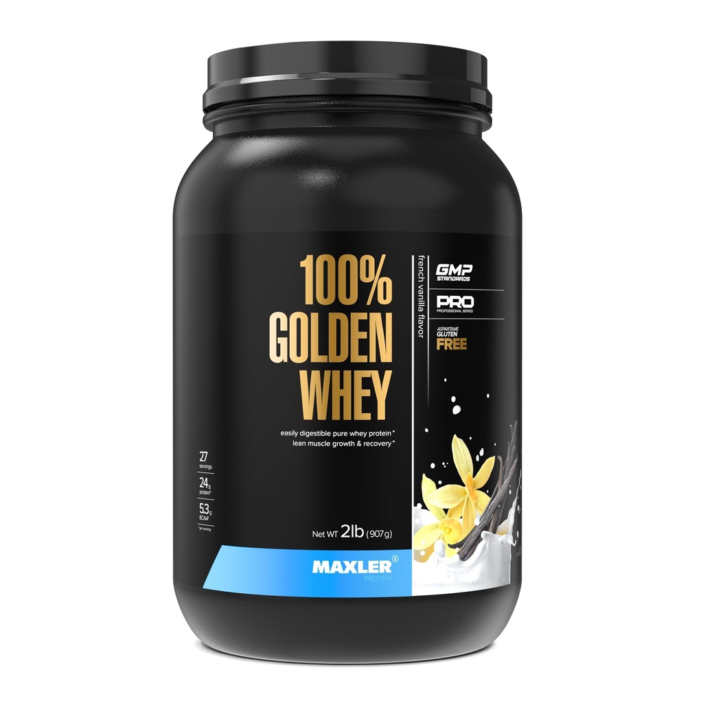 Makslers 100% Zelta sūkalu proteīns - 24g proteīna par apkalpo - Premium sūkalu olbaltumvielu pulveris pirms post Workout - Ātrās absorbcijas sūkalu koncentrāts Izolāts Hidrolizāts Blend - Francijas Vanilla Proteīns 2lb