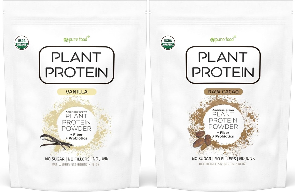 Tīra pārtika: augu izcelsmes olbaltumvielu pulveris ar probiotikām   ; Organisks, tīrs, dabīgs, vegans, veģetārs, vesels superfood Uztura bagātinātājs bez piedevām ; Keto (Vanilla + Šokolāde)