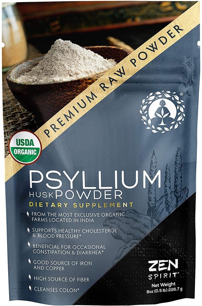 Organic Psyllium Husk Powder - Premium Indijas dabīgs šķīdums Fiber Papildinājums, Dabīgs Laxative, Perfect Colon Cleanser & Body Detox - bez lipekļa, Vegan & Keto Friendly (8oz)