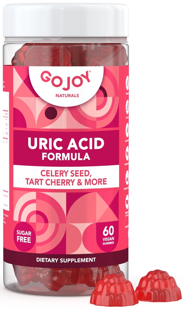 Urīnskābes atbalsta formula pieaugušajiem - Tart Cherry Gummies ar Selerijas sēklu ekstraktu - vīriešiem un sieviešu locītavām Nieres un vairāk - bez sojas un cukura