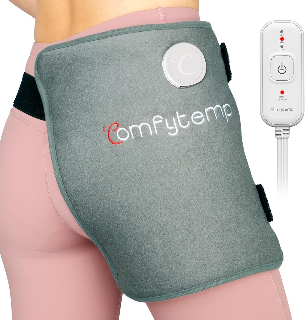 Comfytemp Hip Heating Pad Hip Sciatica Pain Relief Hip Brace, Ziemassvētku dzimšanas dienas dāvanas mammai Sievietes Sieva Vīrieši, Lejas Aizmugures Augšstilbs Electric FSA atbilstoši HSA Heat Pad Hot Physical Terapija(S/M)