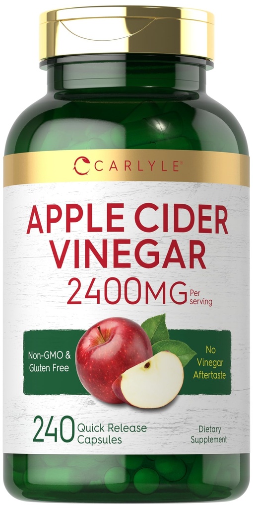 Carlyle Apple Sidra Etiķis Kapsulas - 2400mg - 240 Skaits -- Ne-GMO, bez lipekļa Papildinājums