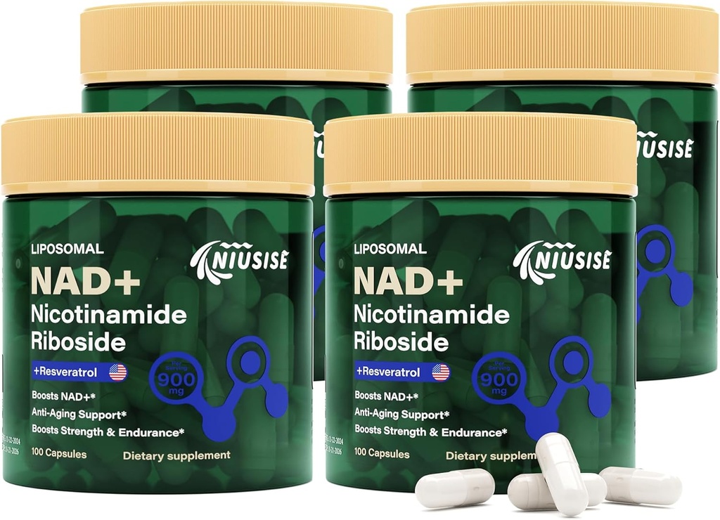 NAD papildinājums, NAD nikotīnamīds Ribosīds 900 Mg vīriešiem un sievietēm, liposomālā NAD+ Papildinājums ar nikotīnamīdu Riboside, Resveratrol & Quercetin, Enerģija, Boost NAD+, 400 kapsulas