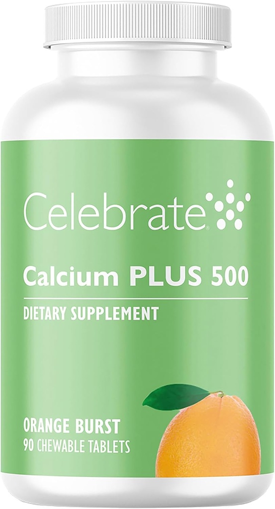 Atzīmējiet vitamīnus Kalcijs Plus 500 Bariatriskā kalcija citrāts ar vitamīnu D3 Košļājams, 500 mg, bez lipekļa un bez cukura, kalcija citrāts bariatriskiem pacientiem, Orange Burst, 90 skaits