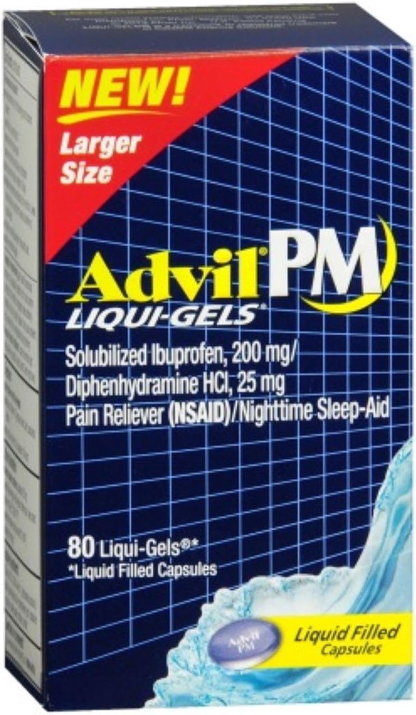 Advil PM Ibuprofēns 200 mg Liqui- Gels 80 ea (9 tablešu iepakojums)