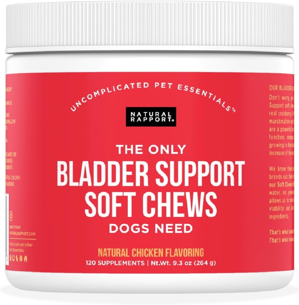 Dabas Rapport suņu urīnpūšļa atbalsts - vienīgais urīnpūšļa atbalsts Chews suņiem nepieciešams - 120ct papildinājumi, kas satur dzērveņu un D-mannoze, lai palīdzētu nieru funkcijas