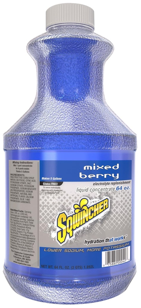 Sqwincher 030320-MB šķidrums koncentrāts, 5 Gallon Yield, zils, standarts (iepakojums no 6)