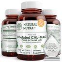 Dabas Nutra Helated kalcija Magnijs 1000/500 mg piedevas Plus Betaine HCL - Helated Cal Mag uzlabo kaulu blīvumu, atbalsta muskuļus, zobus, sirds un asinsvadu un nervu veselību, 250 Vegan tabletes
