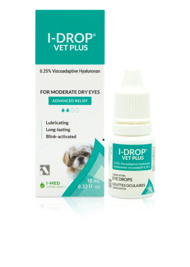 I-DROP PIA PLUS: suņu acu pilieni mājdzīvniekiem; smērviela Akūtas/jūras zonālās sausās acis; Superior Comfort; ilglaicīgs atvieglojums; mazāk nepieciešama lietošana; 0,25% Hyaluronan; daudzdevu pudele; viena pudele; 10 ml