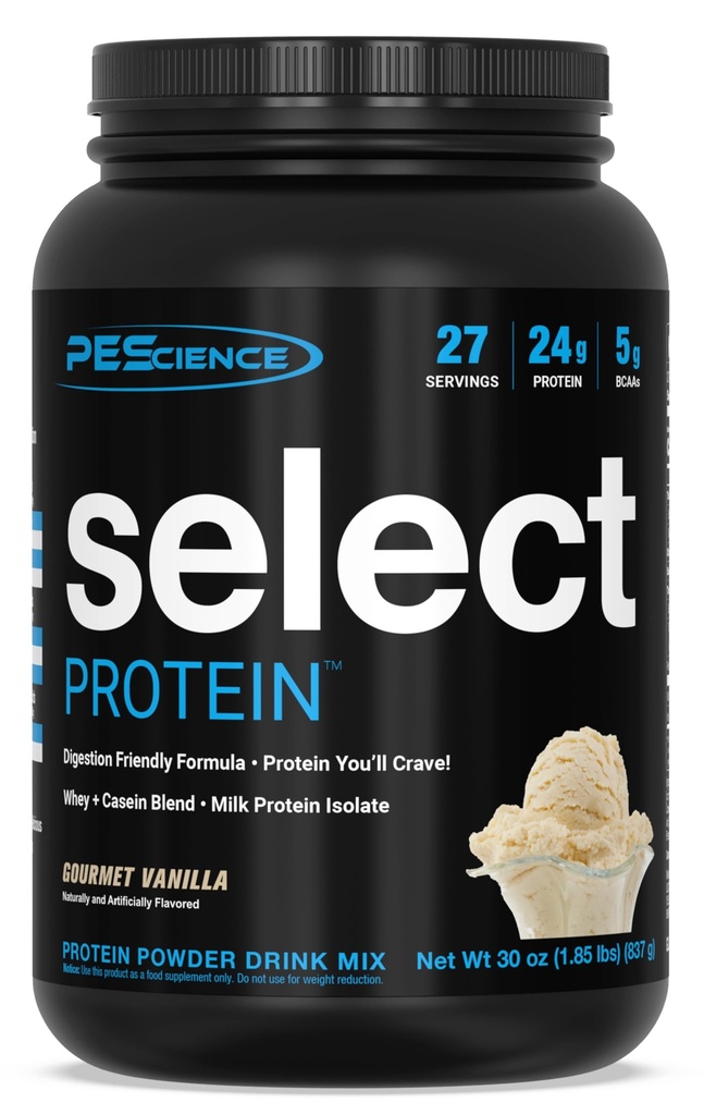 PEScience Select Protein Pulveris, Sūkalas un kazeīna Blend, Tīrs Olbaltumvielu Pulveris sievietēm un vīriešiem, Zems Calorie, Zems Carb, Keto Friendly, Gluten - Gourmet Vanilla - 27 Kalpo