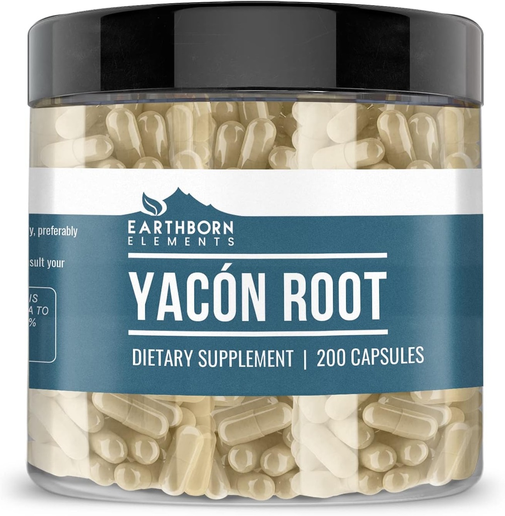 Earthborn Elements Yacon Root (200 kapsulas), Pure & Neatšķaidīts, Nav piedevu