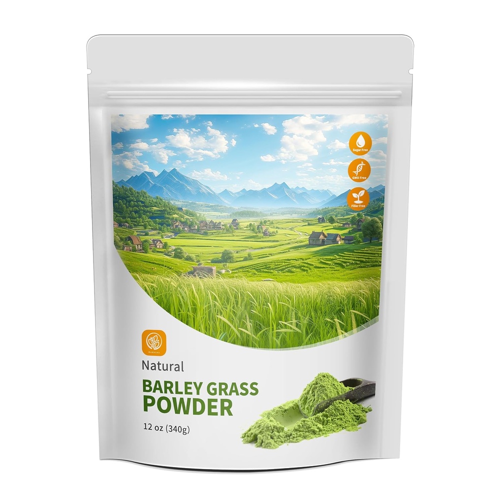 Hudetex Mieži Sulu pulveris 12 oz - 100% Pure Kviešuzāļu pulveris, atbalsta sirds un asinsvadu, aknu un gremošanas funkcijas, Vegan, No Maltodekstrīns un cukurs.