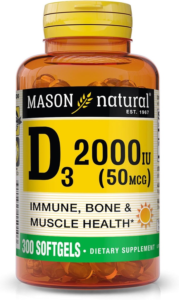 D3 vitamīns 2000 SV Ultra spēks, atbalsta kaulu blīvums, stiprums un imūnā veselība, 300 softgeli