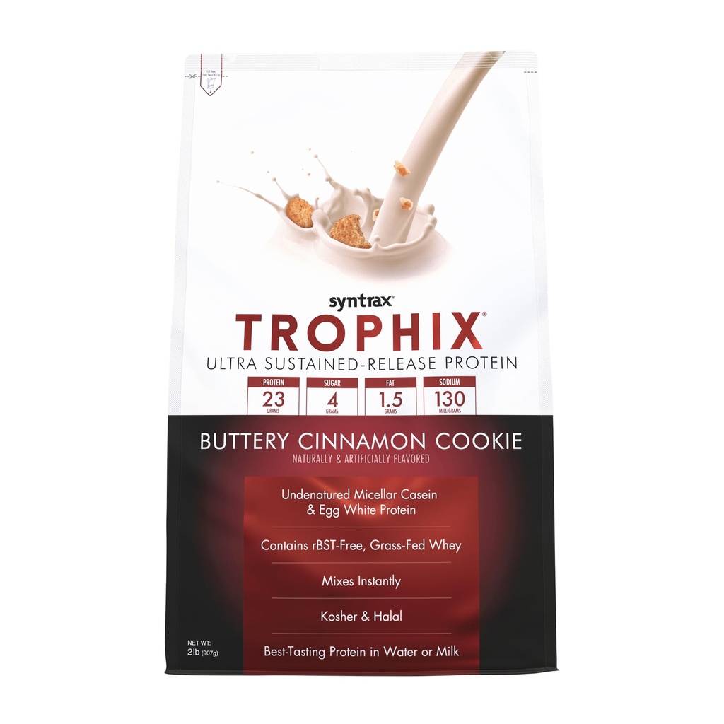 Syntrax Nutrition Trophix, Ultra ilgstoša release Protein pulveris Blend, Real Cookie gabali, Buttery Cinnamon Cookie, 2 mārciņas
