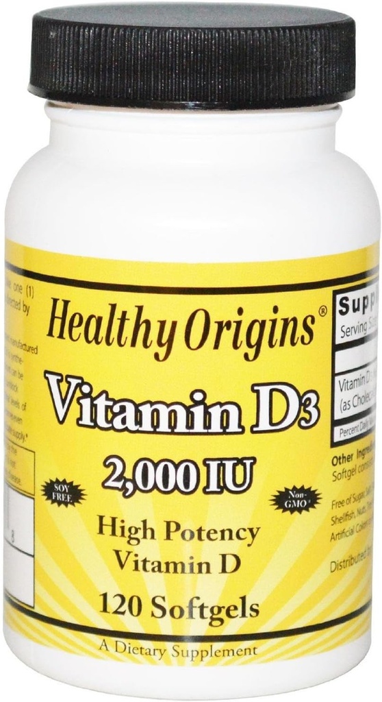 Veselīgas izcelsmes D3 vitamīns Softgels, 120 grāvis