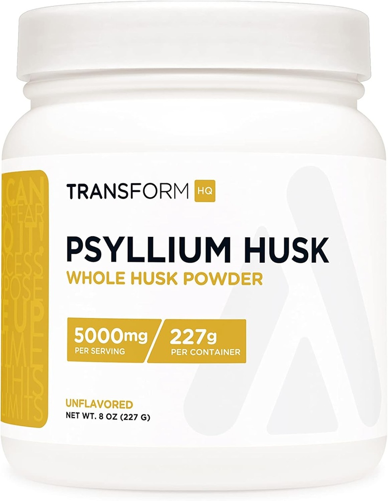 TransformHQ Viss Psyllium Husk 8 OZ pulveris - 5000 mg Per Servējot - bez lipekļa, ne-GMO