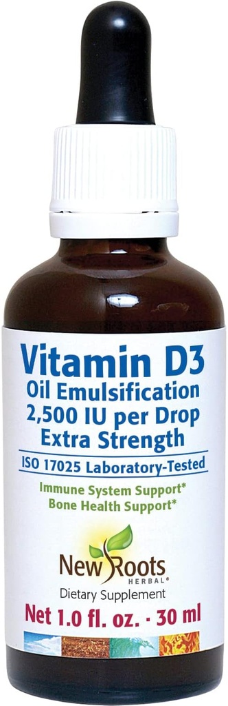 Jaunas saknes; D vitamīns 2500 SV Drops pieaugušajiem (30 ML), ātra absorbcija, efektīvs Imūnsistēmas atbalsta papildinājums