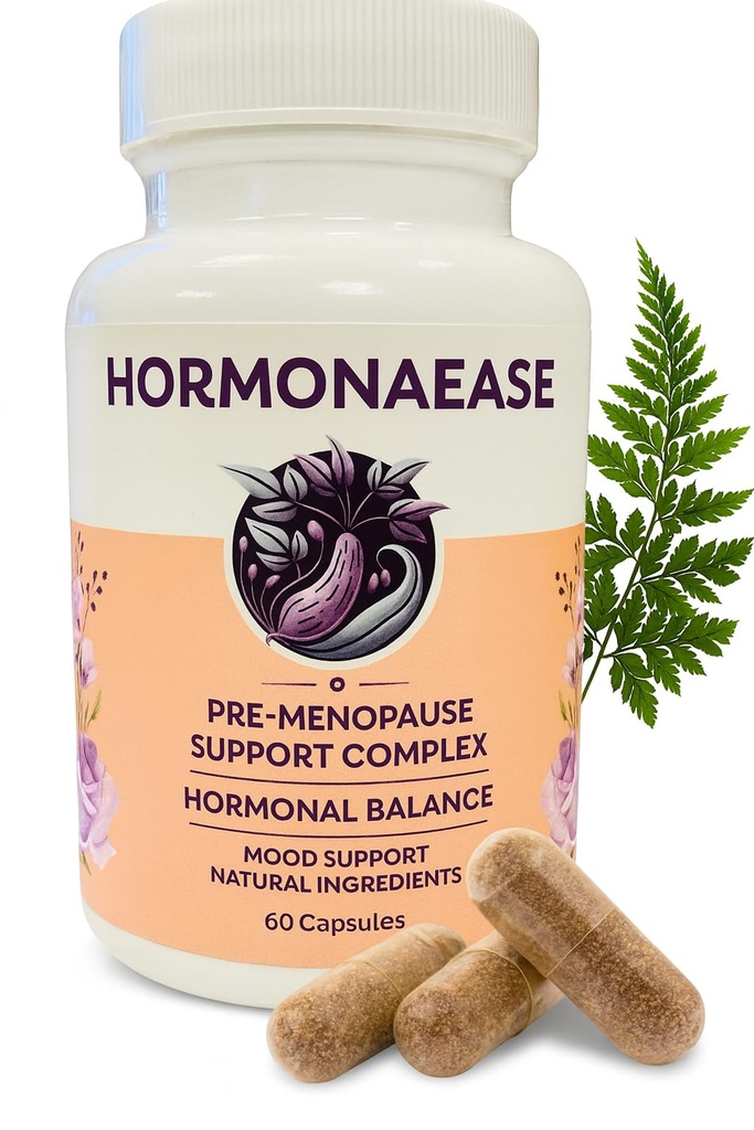 HormonaEase Sieviešu labsajūtas papildinājums – Vegan Hormonal Balance, Mood & Enerģijas Atbalsts ar Maca Root & Dong Quai