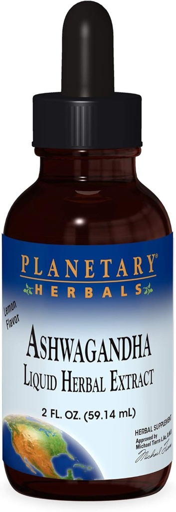 Planetary Herbals Ashwaganda Herbal Extract Liquid, Citron Flavored, 2 Fluid Ounce