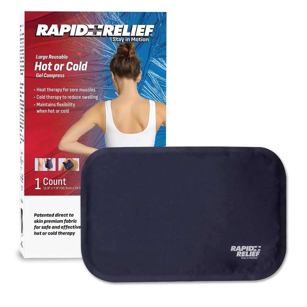Rapid Relief Liels, atkārtoti izmantojams gels Aukstā komprese - Ērti Flex ledus iepakojumi atpakaļ, ceļa, plecu, muskuļu sāpes, un ķermeņa sāpju atvieglojums 8” x 12” Liels