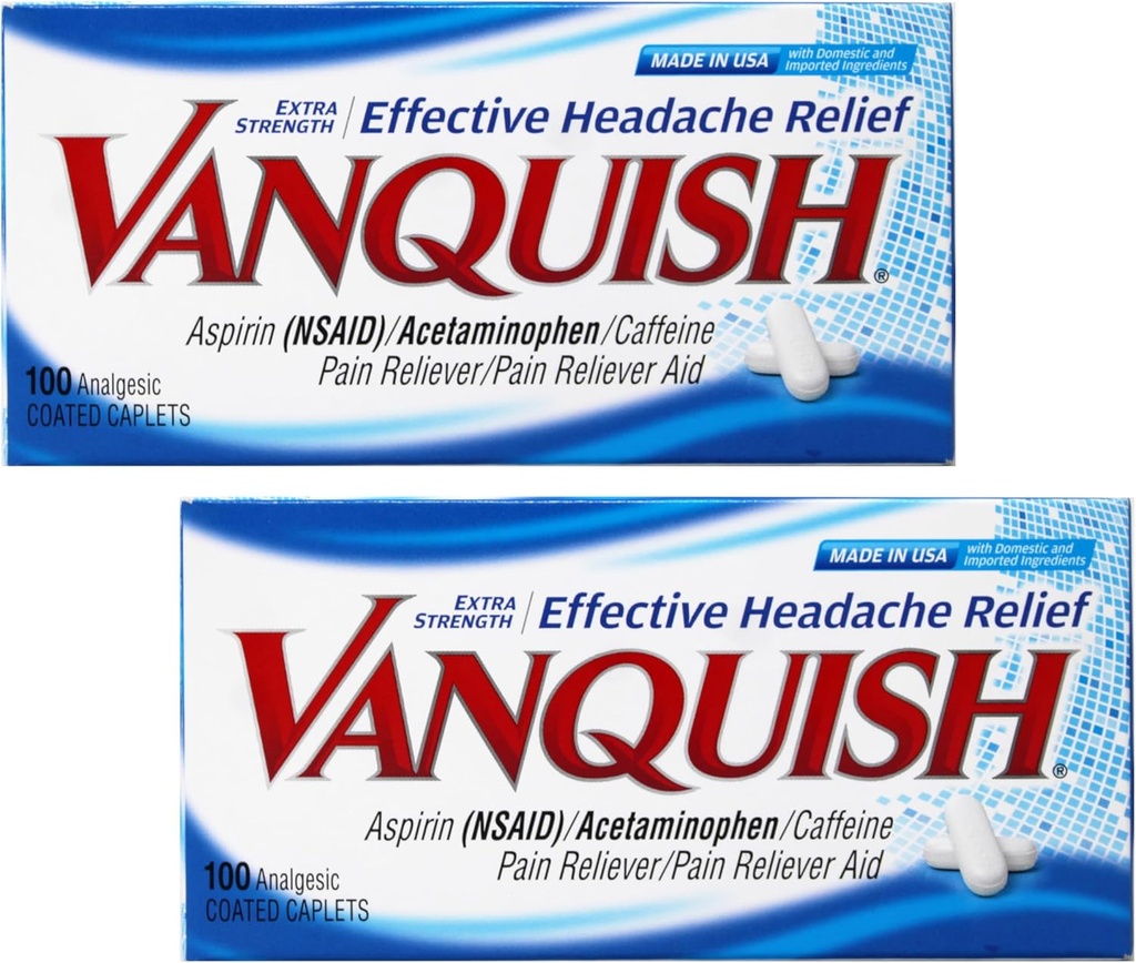 Vanquish Extra Strength Galvassāpes un sāpes Reliefs, ar acetaminofēns, aspirīns, un kofeīns • Digitālā acu celms 