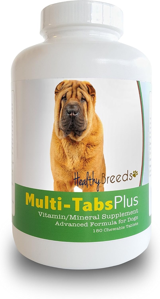 Veselīgas šķirnes Ķīnas Shar Pei Multi-Tabs Plus košļājamās tabletes 180 Skaits